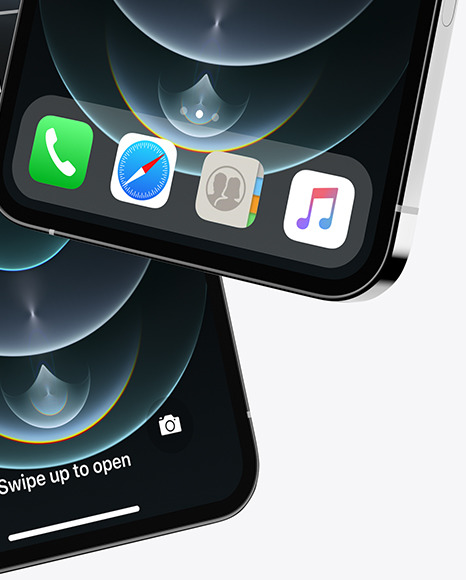 Two Apple iPhones 12 Pro Max Silver Mockup