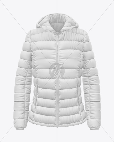 Matte Nylon Women's Down Jacket w/Hood Mockup