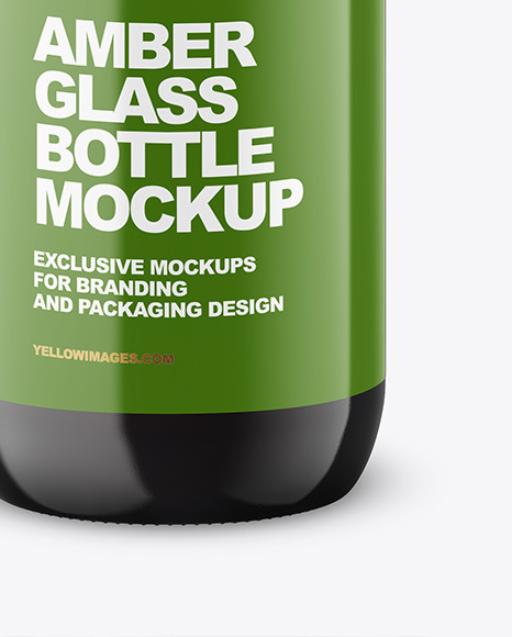 Dark Amber Glass Bottle w/ Box Mockup