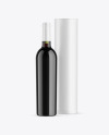 Green Glass Red Wine Bottle with Tube Mockup