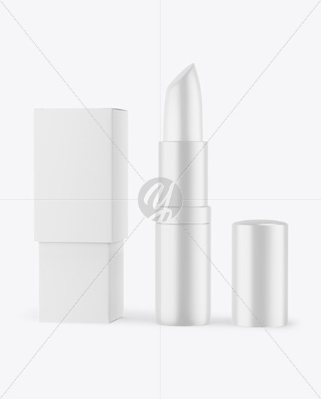 Matte Opened Lipstick With Box Mockup