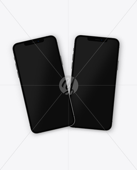 Two Apple iPhones 12 Pro Max Graphite Mockup