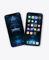 Two Apple iPhones 12 Pro Max Pacific Blue Mockup