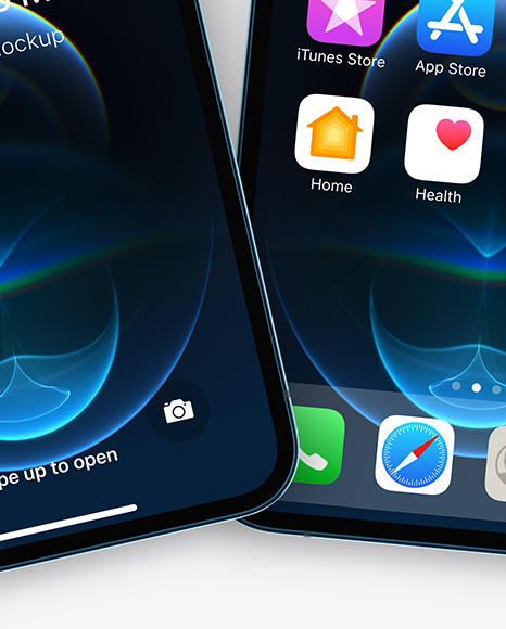 Two Apple iPhones 12 Pro Max Pacific Blue Mockup