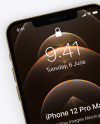 Two Apple iPhones 12 Pro Max Gold Mockup