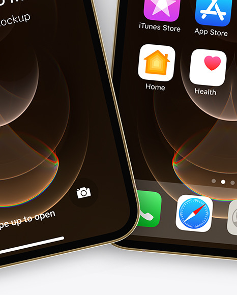 Two Apple iPhones 12 Pro Max Gold Mockup