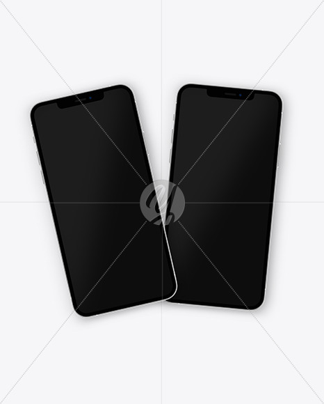 Two Apple iPhones 12 Pro Max Silver Mockup