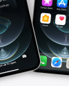 Two Apple iPhones 12 Pro Max Silver Mockup