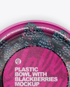 Plastic Bowl with Blackberries Mockup