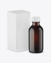 Dark Amber Glass Bottle w/ Box Mockup