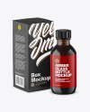 Dark Amber Glass Bottle w/ Box Mockup