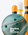 Matte Bowling Pins w/ Bowling Ball Mockup