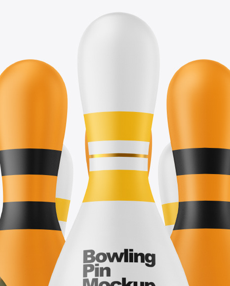 Matte Bowling Pins w/ Bowling Ball Mockup