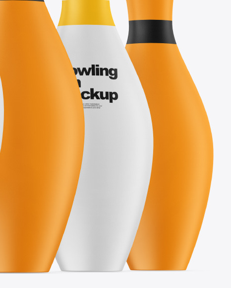 Matte Bowling Pins w/ Bowling Ball Mockup