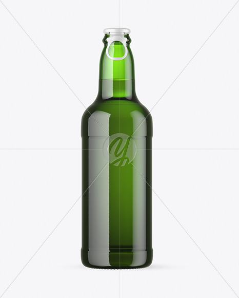 Green Glass Beer Bottle Mockup