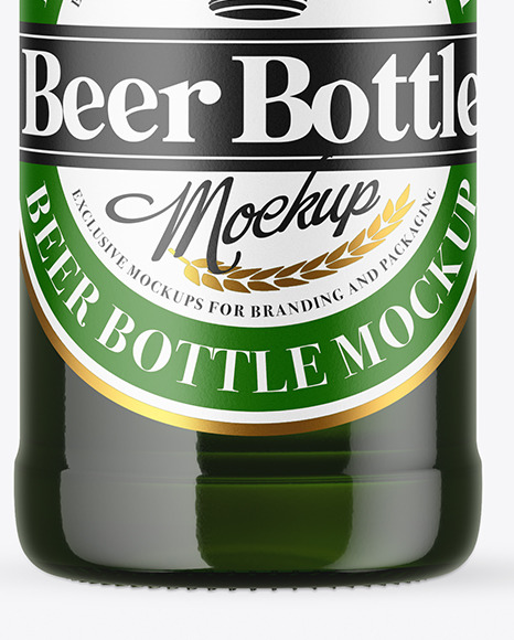 Green Glass Beer Bottle Mockup