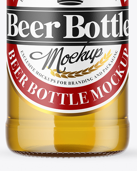 Clear Glass Beer Bottle Mockup