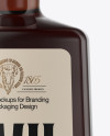 Square Clear Glass Bottle with Black Rum Mockup