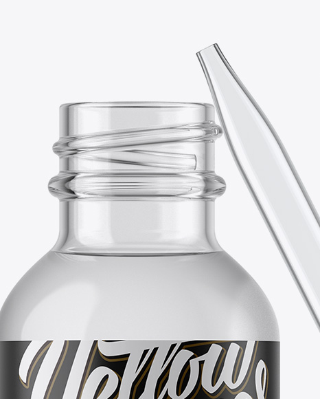 Open Clear Bottle With Dropper Mockup