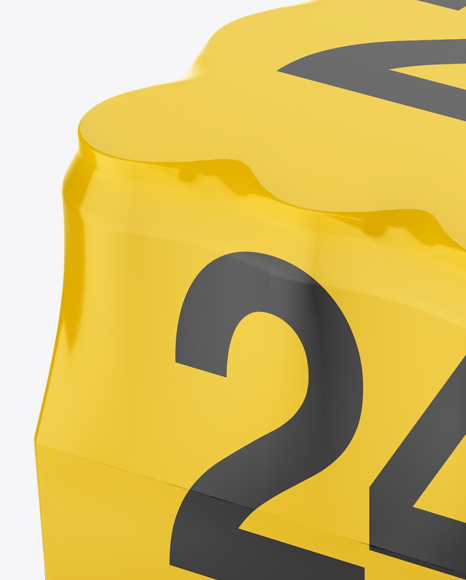 Pack with 24 Aluminium Cans Mockup - Halfside View (High-Angle Shot