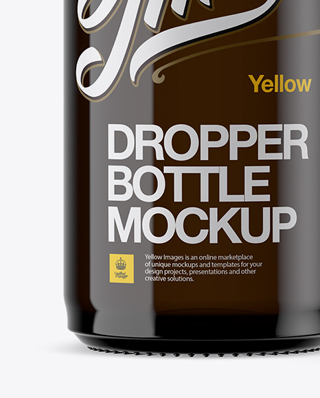 Open Dark Amber Bottle With Dropper Mockup