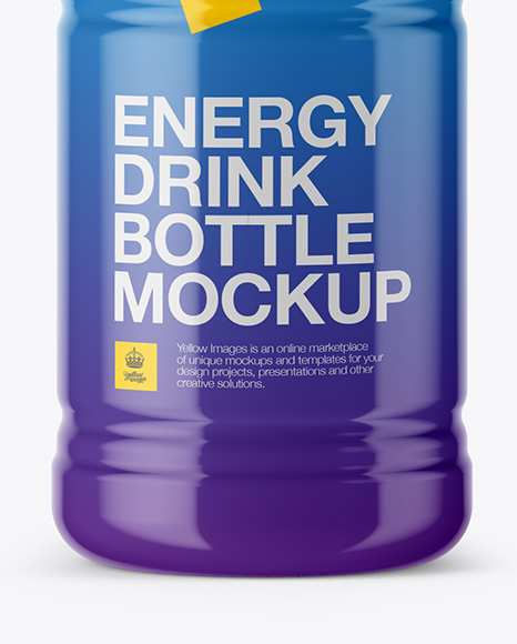 PET Energy Drink Bottle W/ Shrink Sleeve Mockup