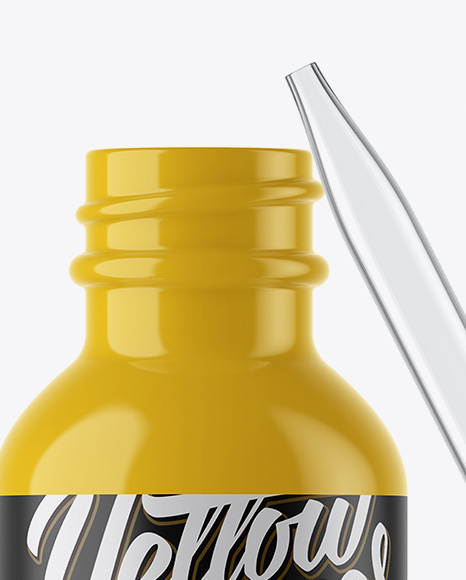 Open Glossy Bottle With Dropper Mockup