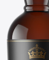 Amber Glass Bottle with Paper Label Mockup