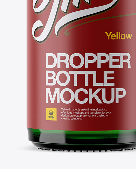 Open Green Bottle With Dropper Mockup