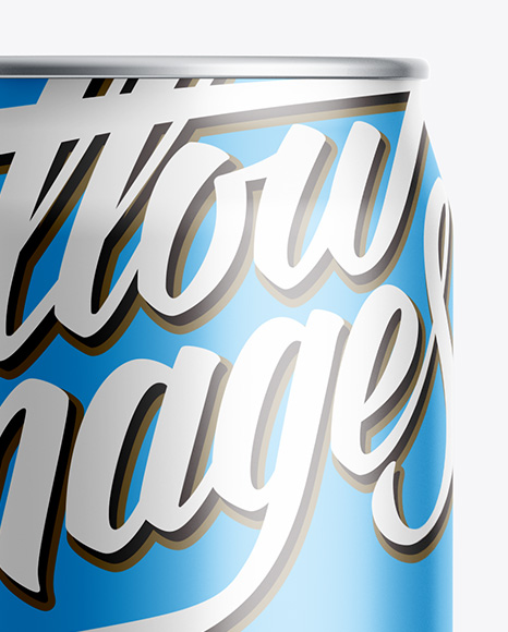 16Oz Metallic Aluminium Can Mockup - Front View (Eye-Level Shot)