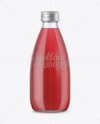 Clear Glass Bottle With Red Drink Mockup Clear Glass Bottle With Red Drink Mockup