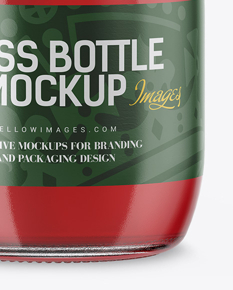 Clear Glass Bottle With Red Drink Mockup