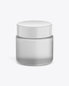 Frosted Glass Cosmetic Jar Mockup - Front View (High Angle Shot)