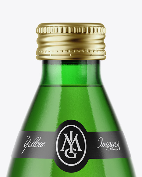 Green Glass Bottle with Drink Mockup