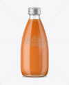 Clear Glass Bottle With Carrot Juice Mockup