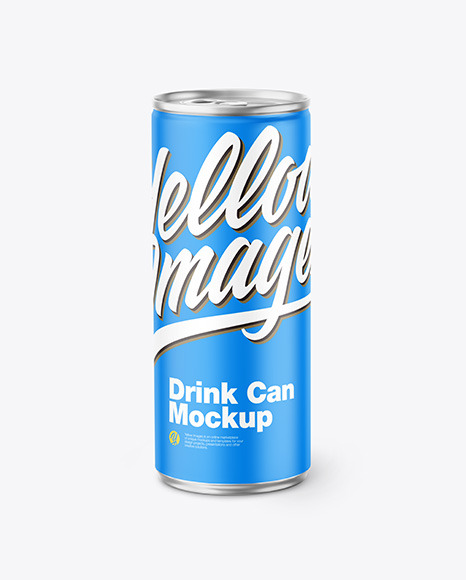 Metallic Drink Can w/ Matte Finish Mockup