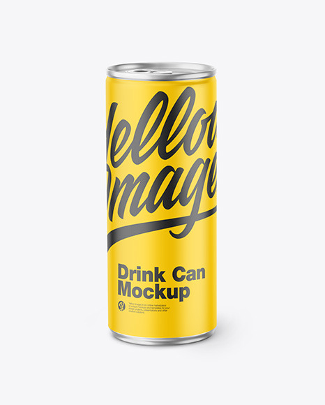 Metallic Drink Can w/ Matte Finish Mockup