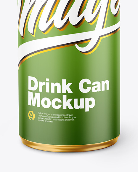 Metallic Drink Can w/ Matte Finish Mockup