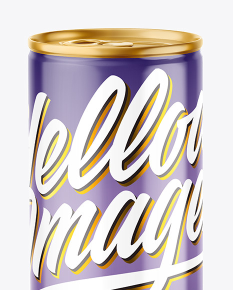 Metallic Drink Can w/ Glossy Finish Mockup