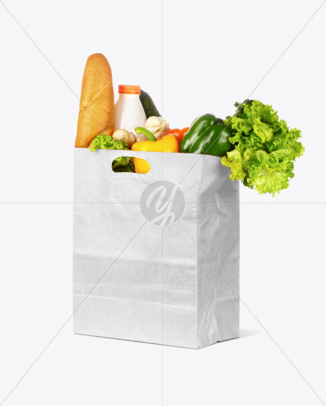 Kraft Paper Bag with Food Mockup