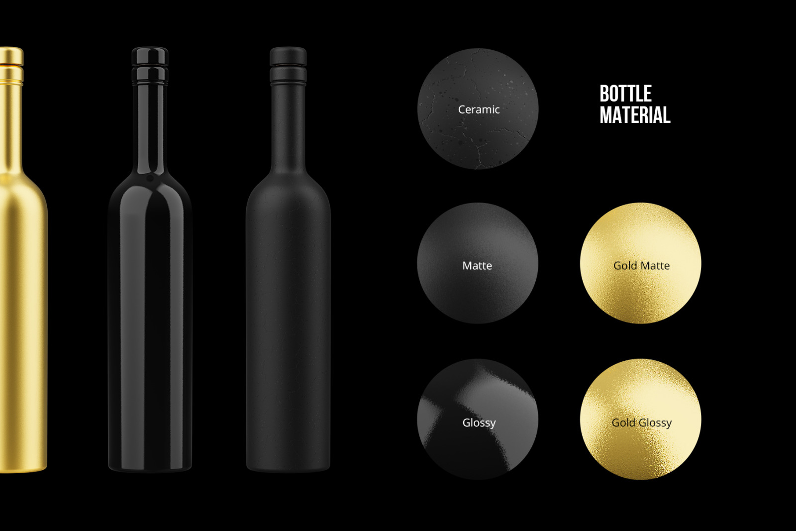 Ceramic Wine Bottle Mockup with Tube - PRO + 7 material