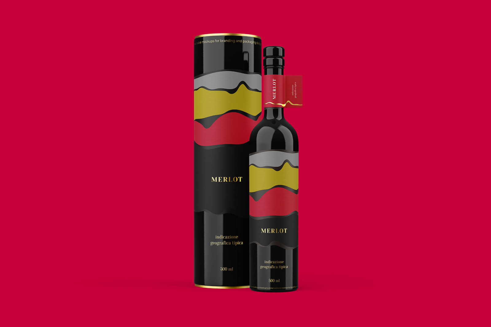 Ceramic Wine Bottle Mockup with Tube - PRO + 7 material