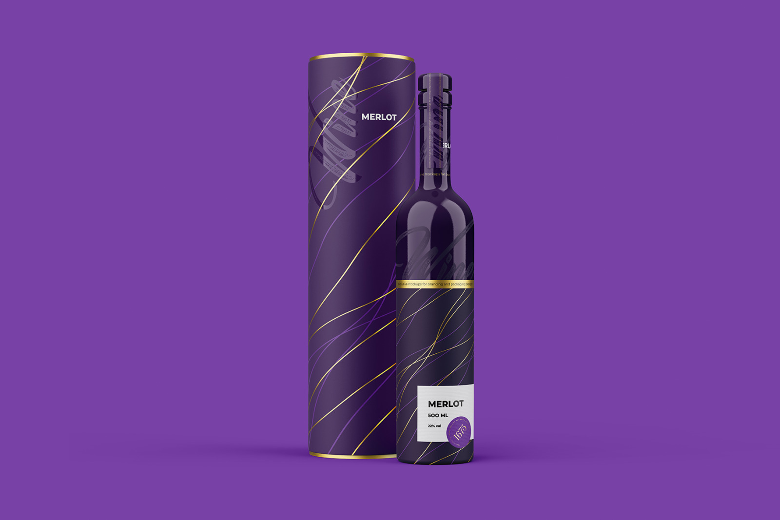 Ceramic Wine Bottle Mockup with Tube - PRO + 7 material