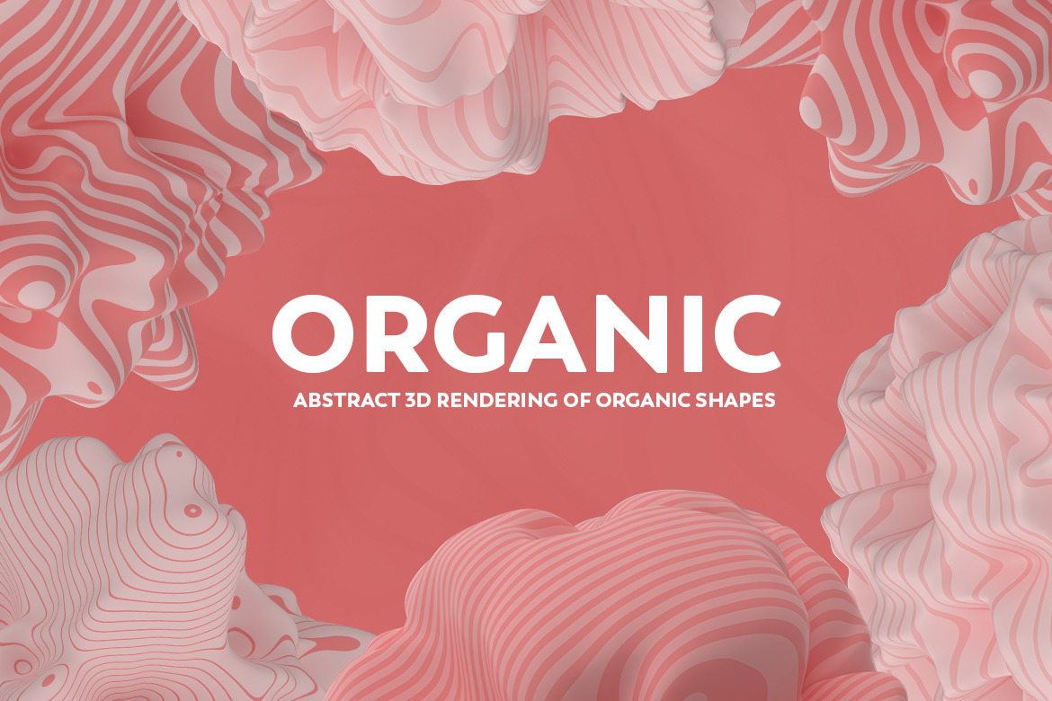 Abstract 3D Rendering of Organic Shapes - Coral Colors Abstract 3D Rendering of Organic Shapes - Coral Colors