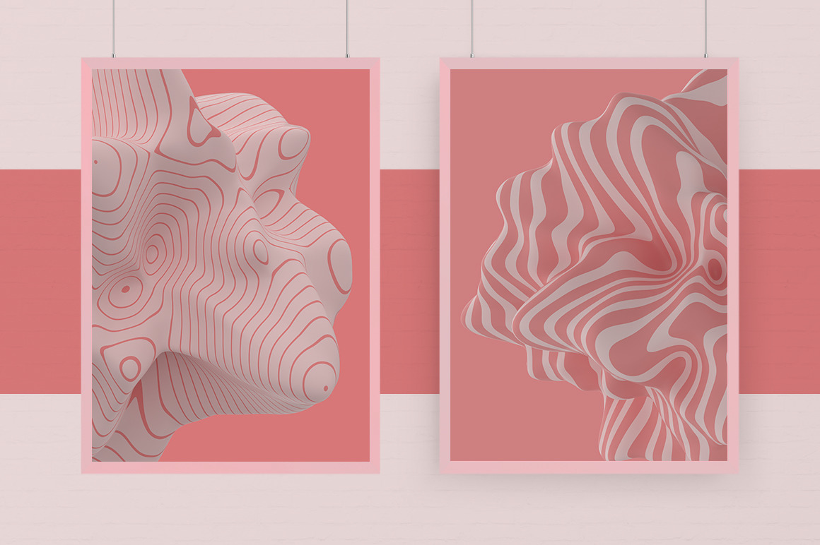 Abstract 3D Rendering of Organic Shapes - Coral Colors