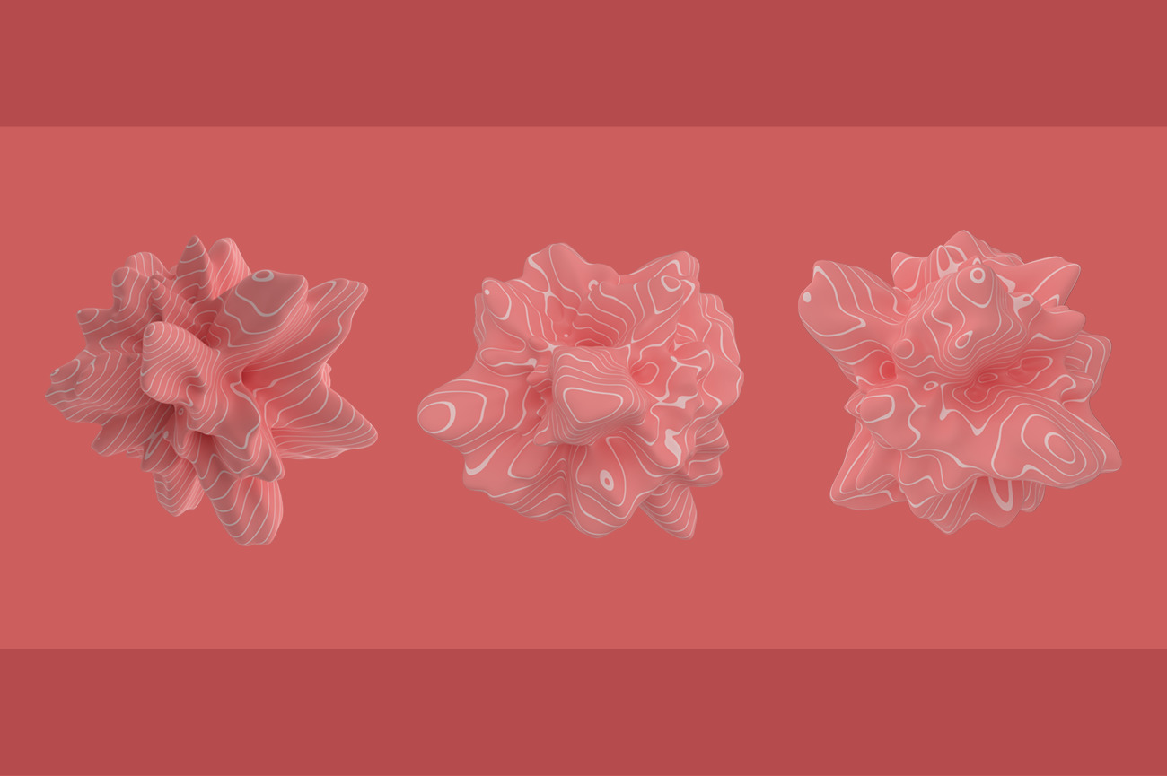 Abstract 3D Rendering of Organic Shapes - Coral Colors