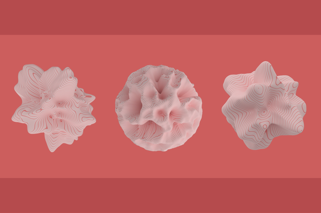 Abstract 3D Rendering of Organic Shapes - Coral Colors