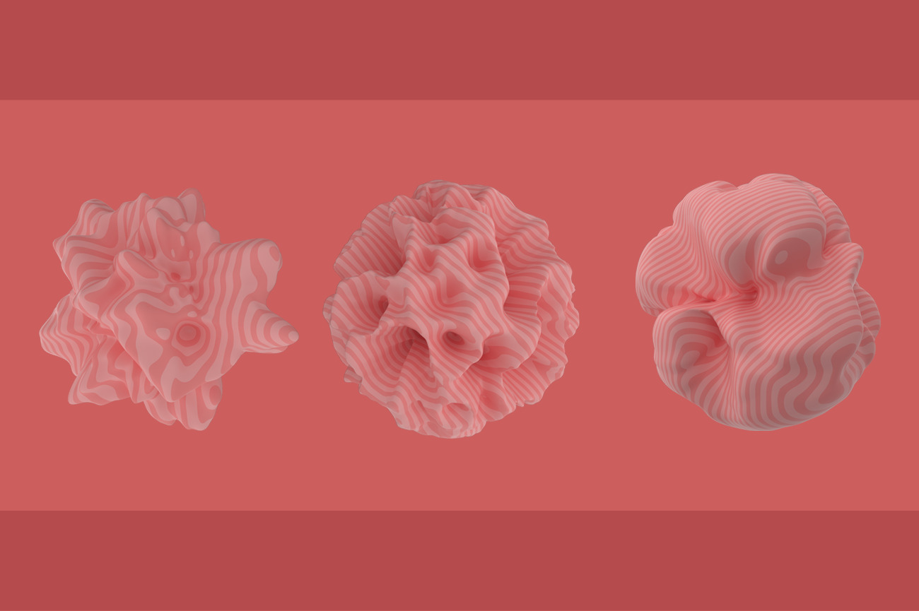 Abstract 3D Rendering of Organic Shapes - Coral Colors