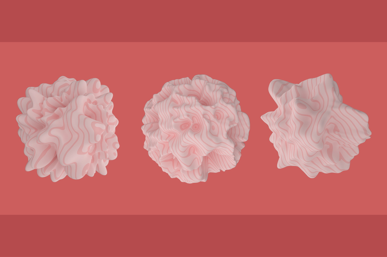 Abstract 3D Rendering of Organic Shapes - Coral Colors