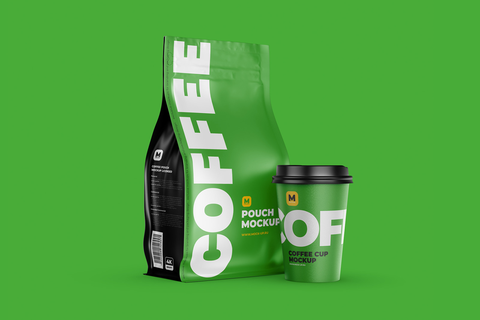 Zip Flat Bottom Pouch Mockup with Cup Zip Flat Bottom Pouch Mockup with Cup